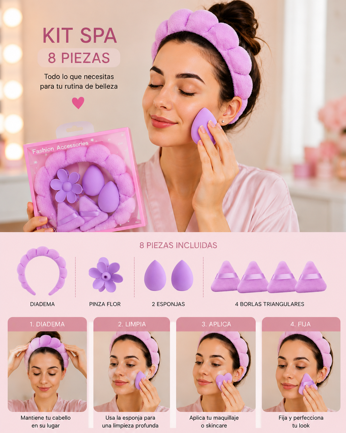 ✨ Kit Spa Facial 8 Piezas – Beauty Routine Set ✨