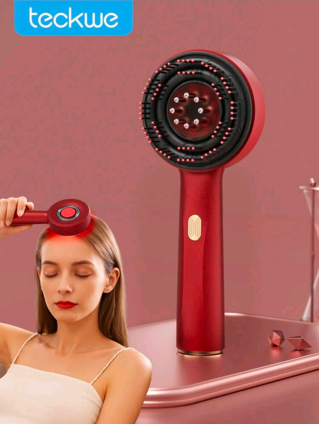 Cepillo Masajeador Capilar LED Glow™ | Luz Roja, Masaje y Aplicador de Sérum