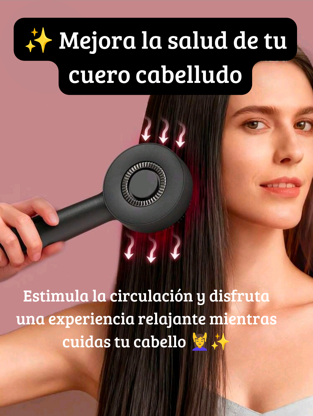 Cepillo Masajeador Capilar LED Glow™ | Luz Roja, Masaje y Aplicador de Sérum